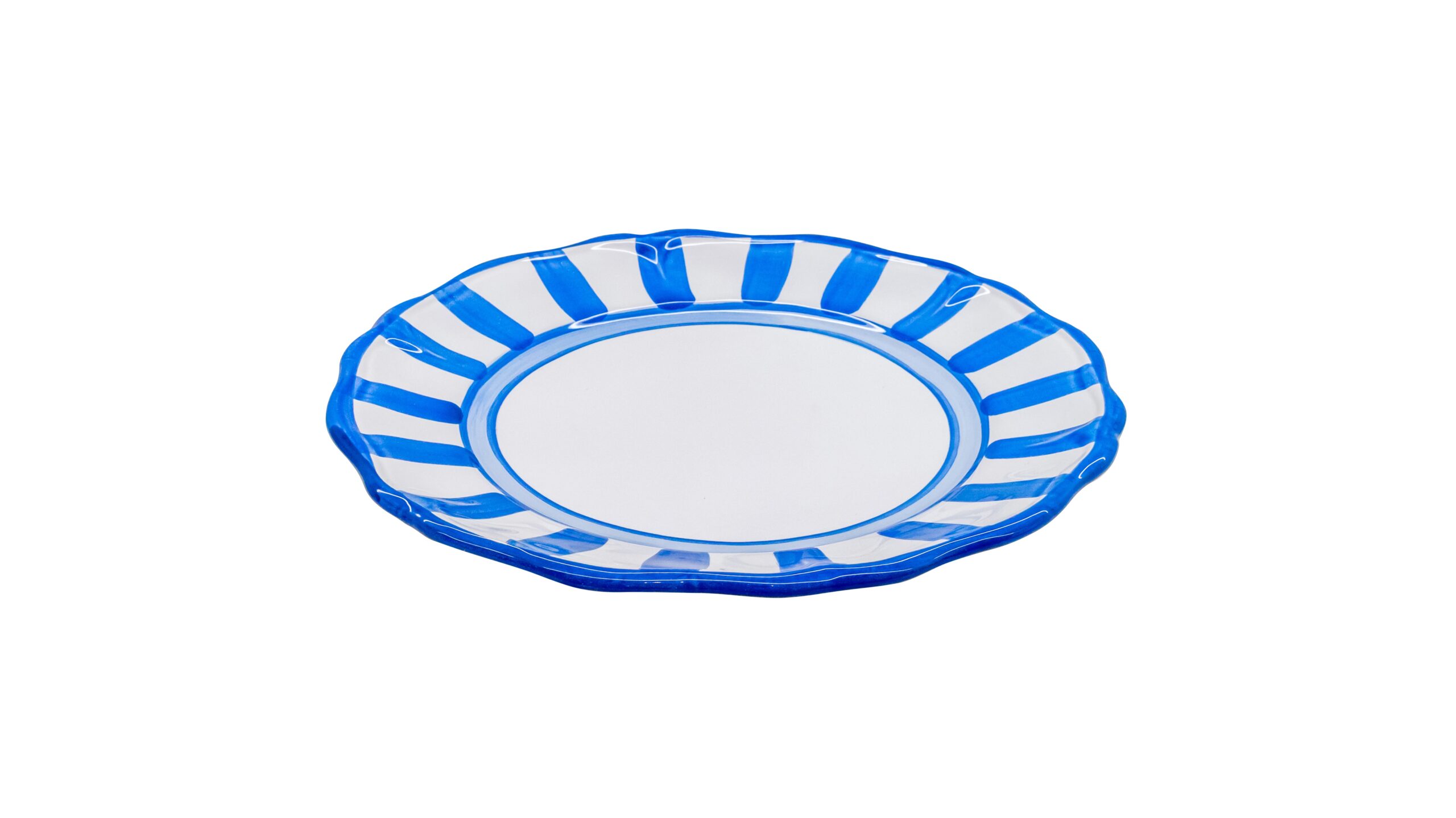 0263 253 Hand Painted Dark Blue Stripes Ceramic Dinner Plate (28cm) - Image 1