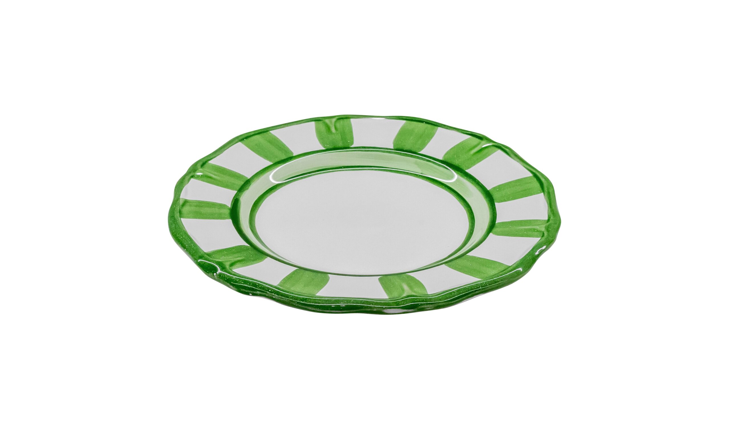 0275 251 Hand Painted Dark Green Stripes Ceramic Side Plate (18.5cm) - Image 1