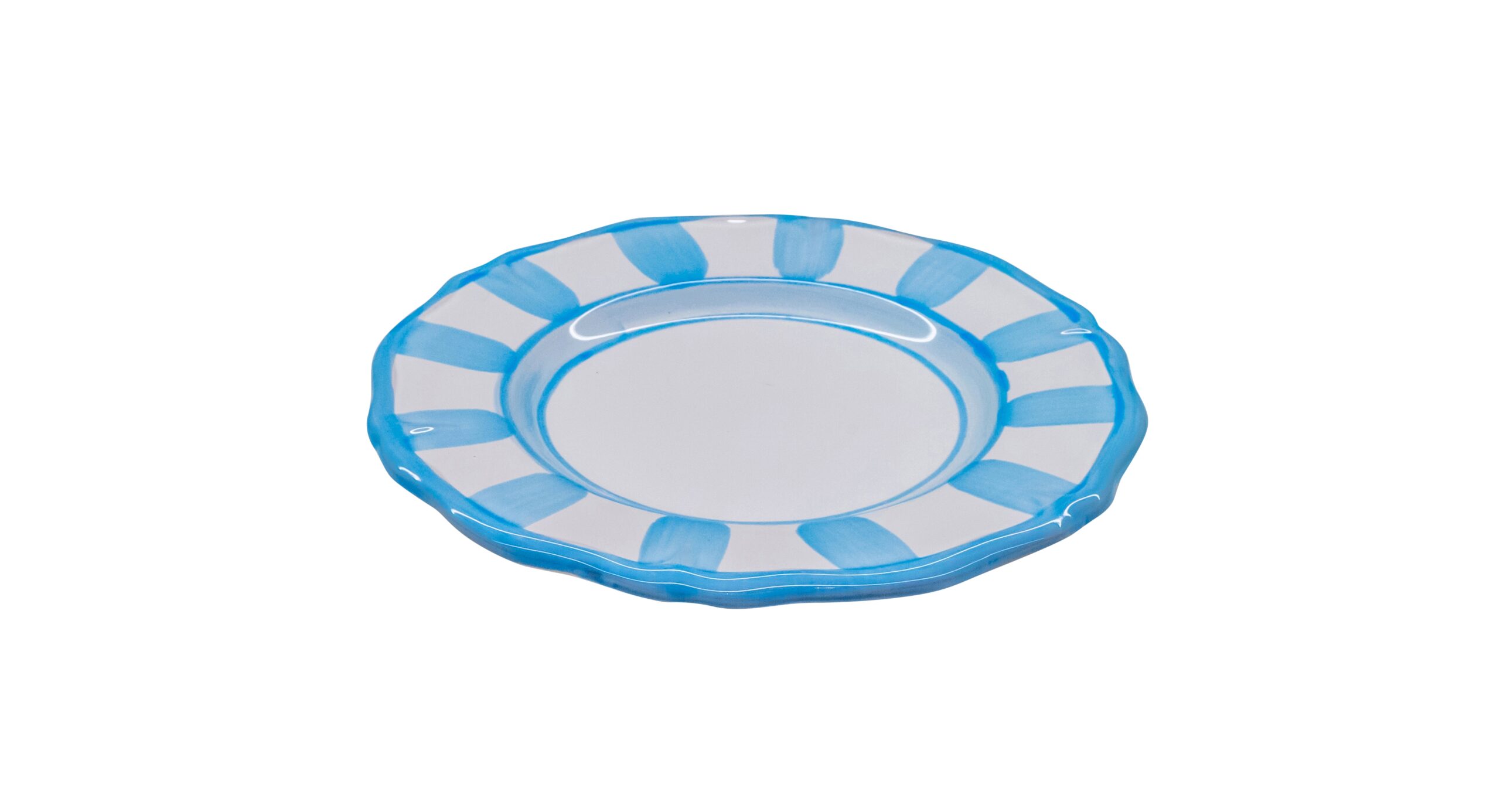0275 252 Hand Painted Light Blue Stripes Ceramic Side Plate (18.5cm) - Image 1