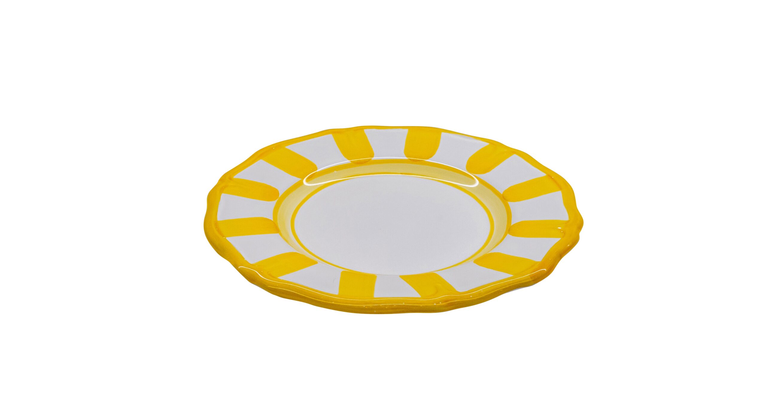 0275 254 Hand Painted Yellow Stripes Ceramic Side Plate (18.5cm) - Image 1