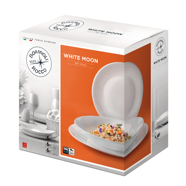 Bormioli Rocco White Moon Opal Dinnerware Set 18 Pieces White Moon Opal Dinnerware Set 18 Pieces - Image 1