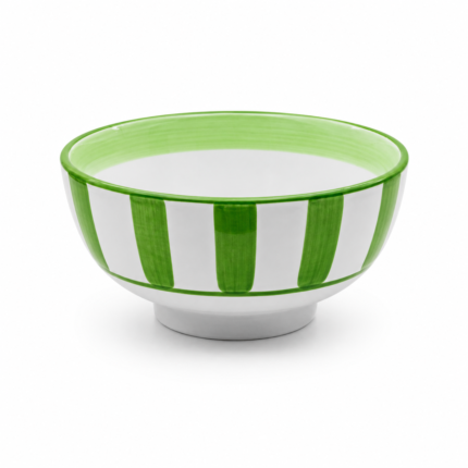 Hand Painted Dark Green Stripes Ceramic Side Bowl