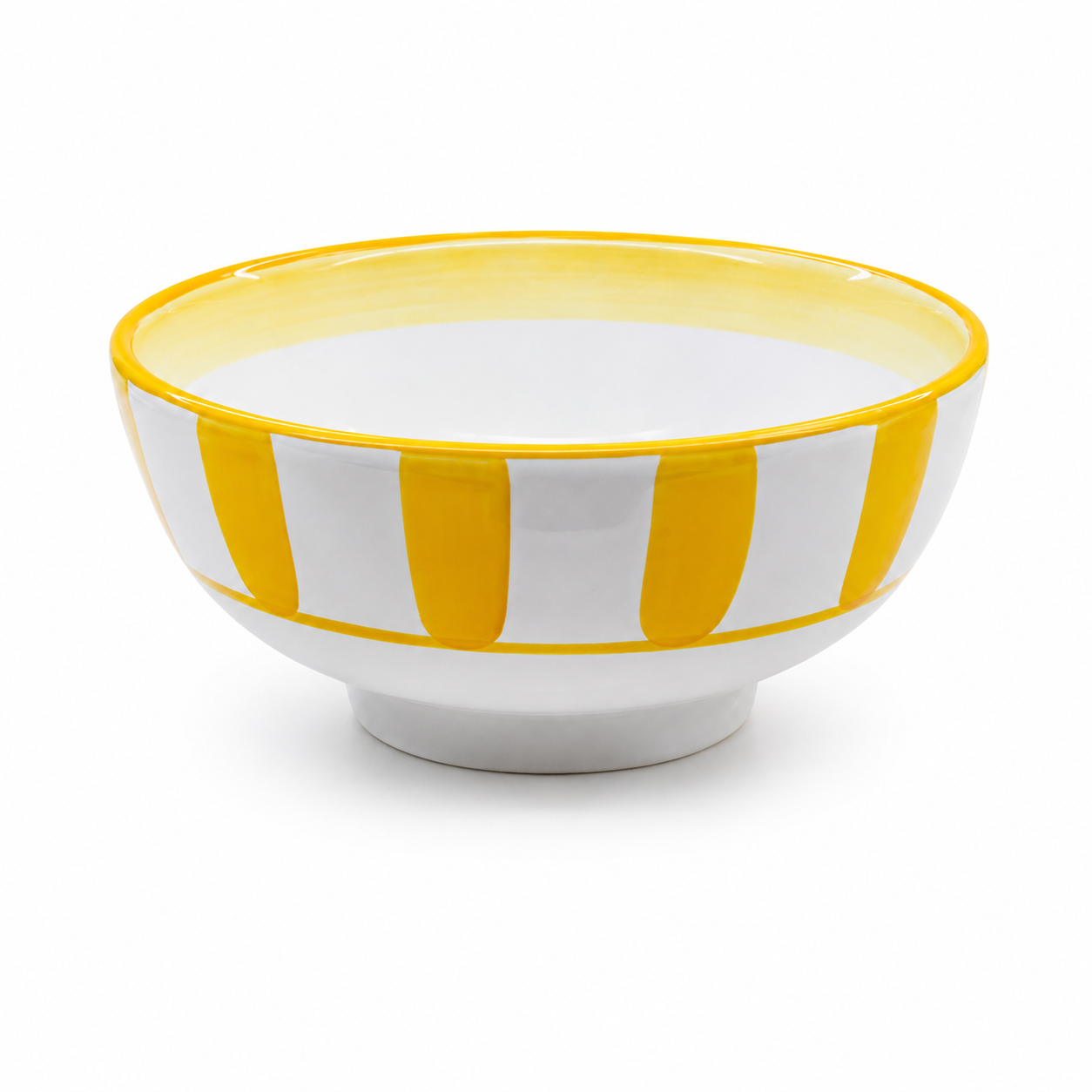 Hand Painted Yellow Stripes Ceramic Side Bowl (25×8.5cm) Hand Painted Yellow Stripes Ceramic Side Bowl