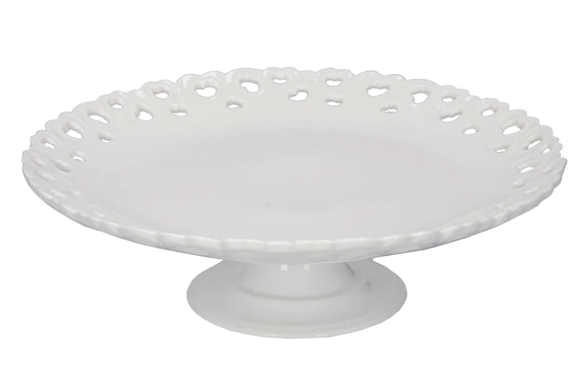 P003900820 Valentino White Porcelain Cake Plate (20cm) - Image 1