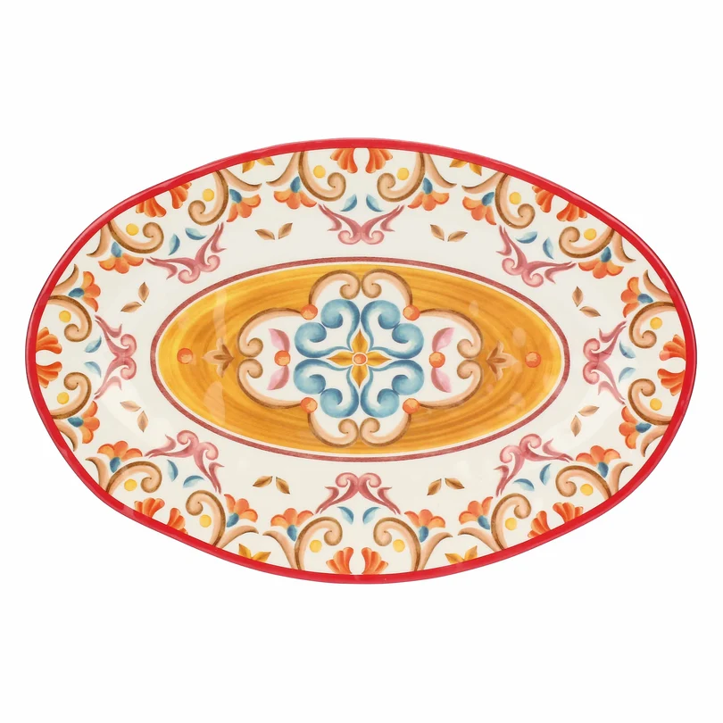 Rose and Tulipani Borgo Oval Tray Borgo Oval Melamine Serving Tray (45x30cm) - Image 1