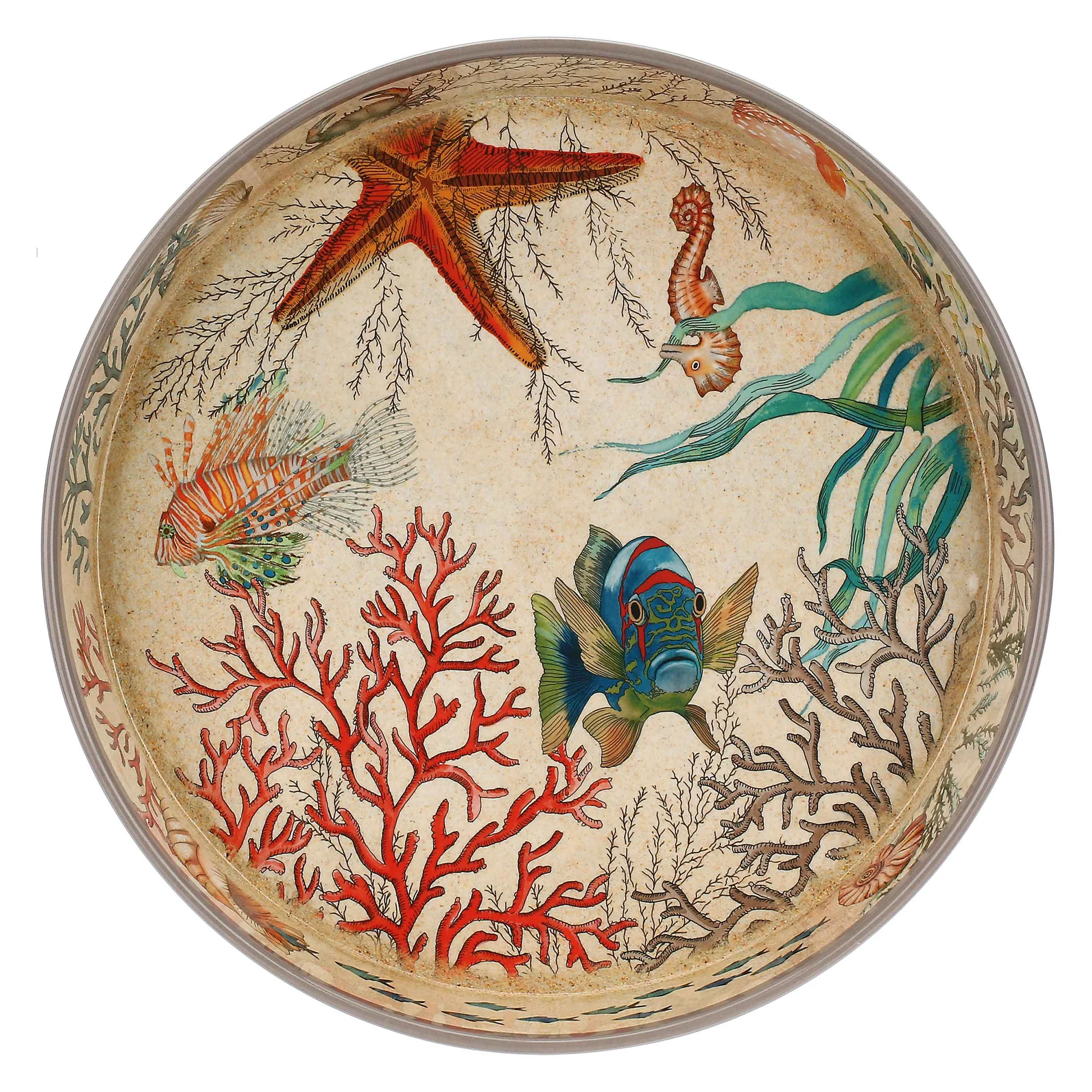Sea Life Round Melamine Tray Sea Life Round Melamine Serving Tray (35x5cm) - Image 1