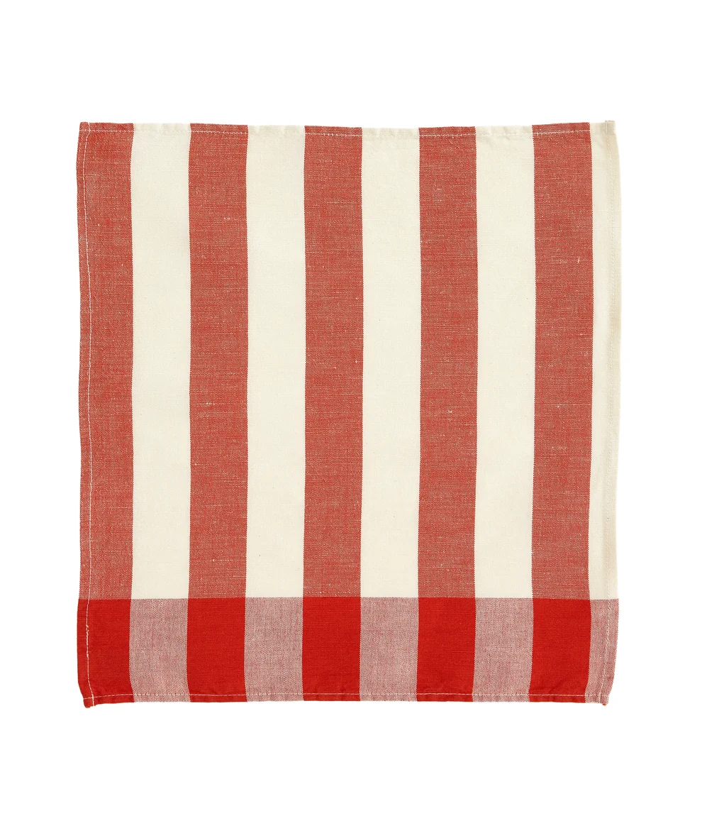 Malo Red Stripe Napkin Malo Red Cotton & Linen Blend Napkin 40x40cm - Image 1